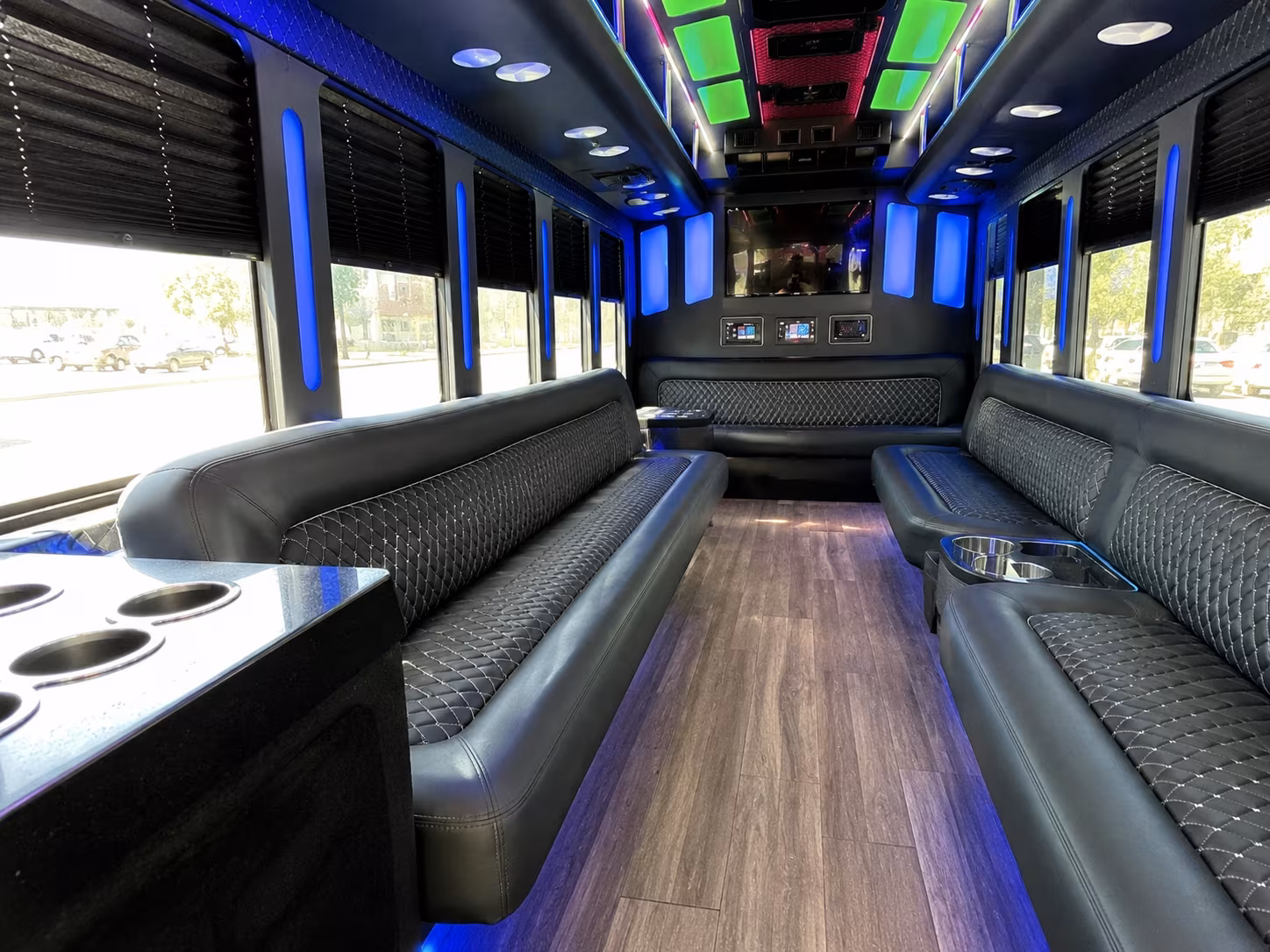 new haven 15 passenger party bus inside