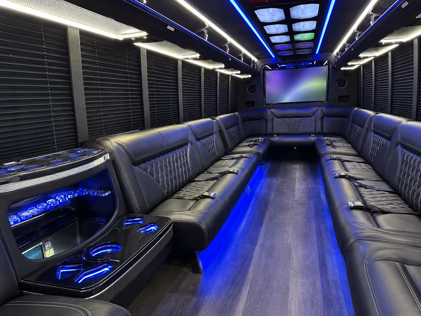 new haven 20 passenger party bus inside