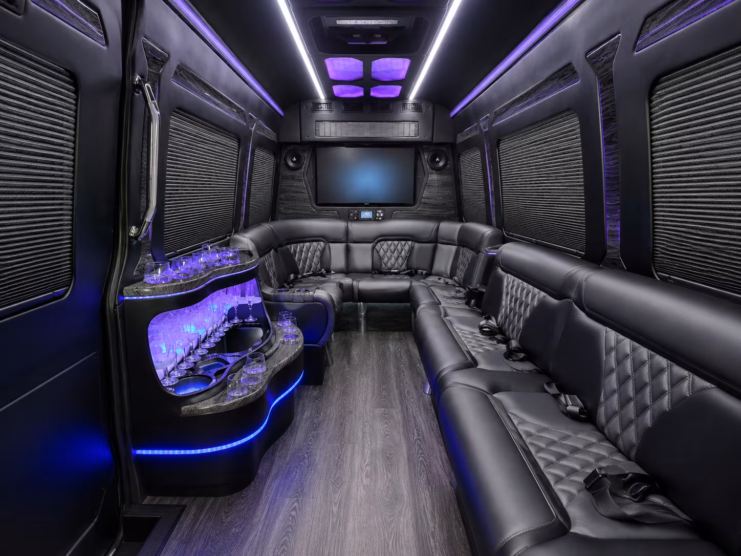 new haven 20 passenger party bus interior