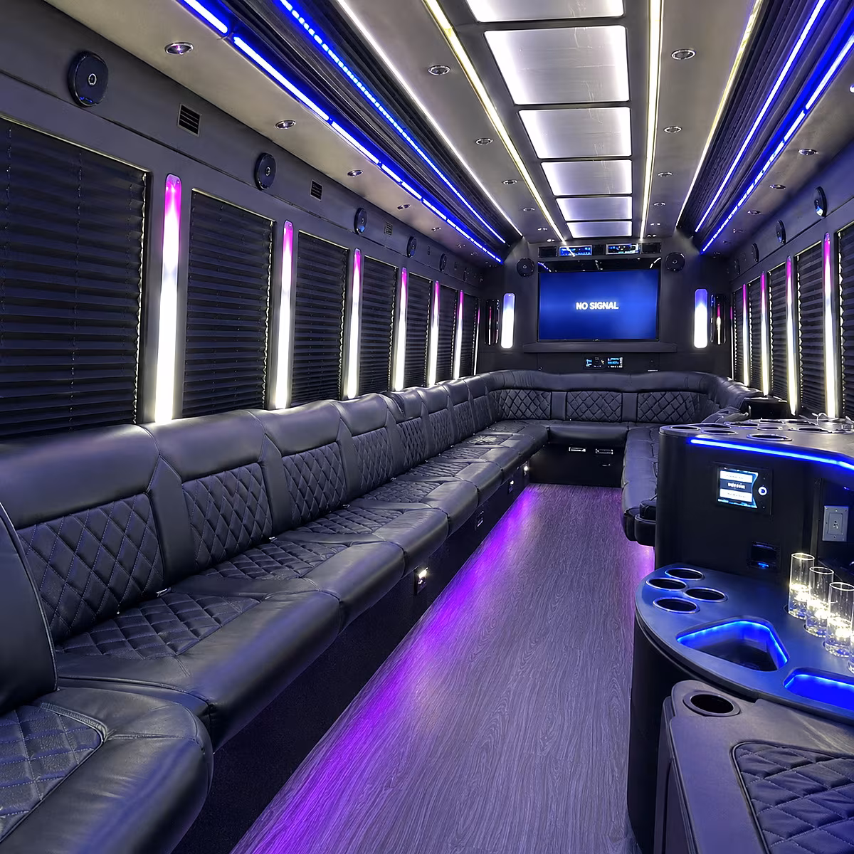 new haven 30 passenger party bus inside